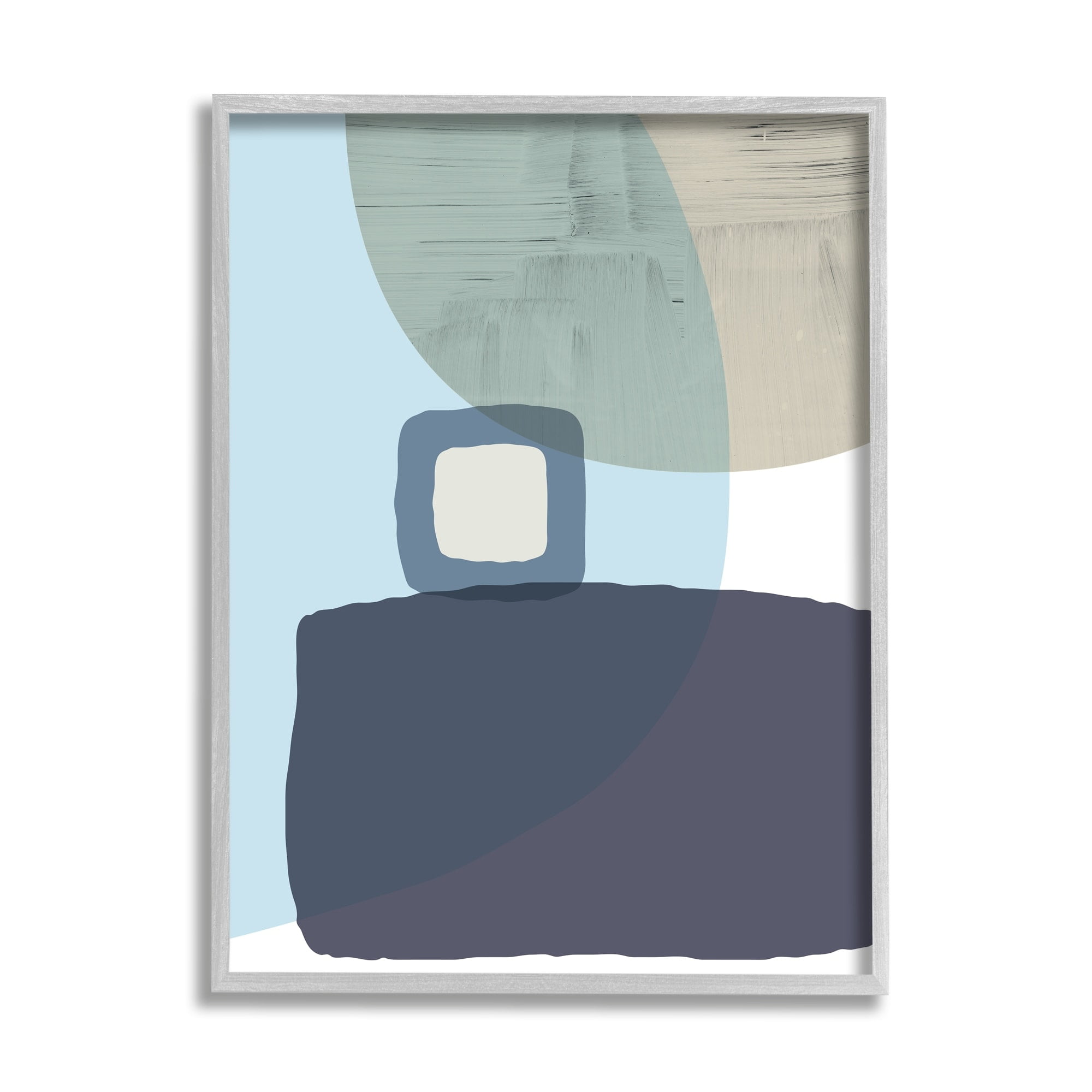 Modern Contemporary Sleek Blue Geometric Shapes Abstract Graphic Art Framed Art Print Wall Art