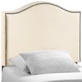 thumbnail image 1 of Modern Contemporary Twin Size Nailhead Upholstered Headboard, Ivory Fabric, 1 of 4
