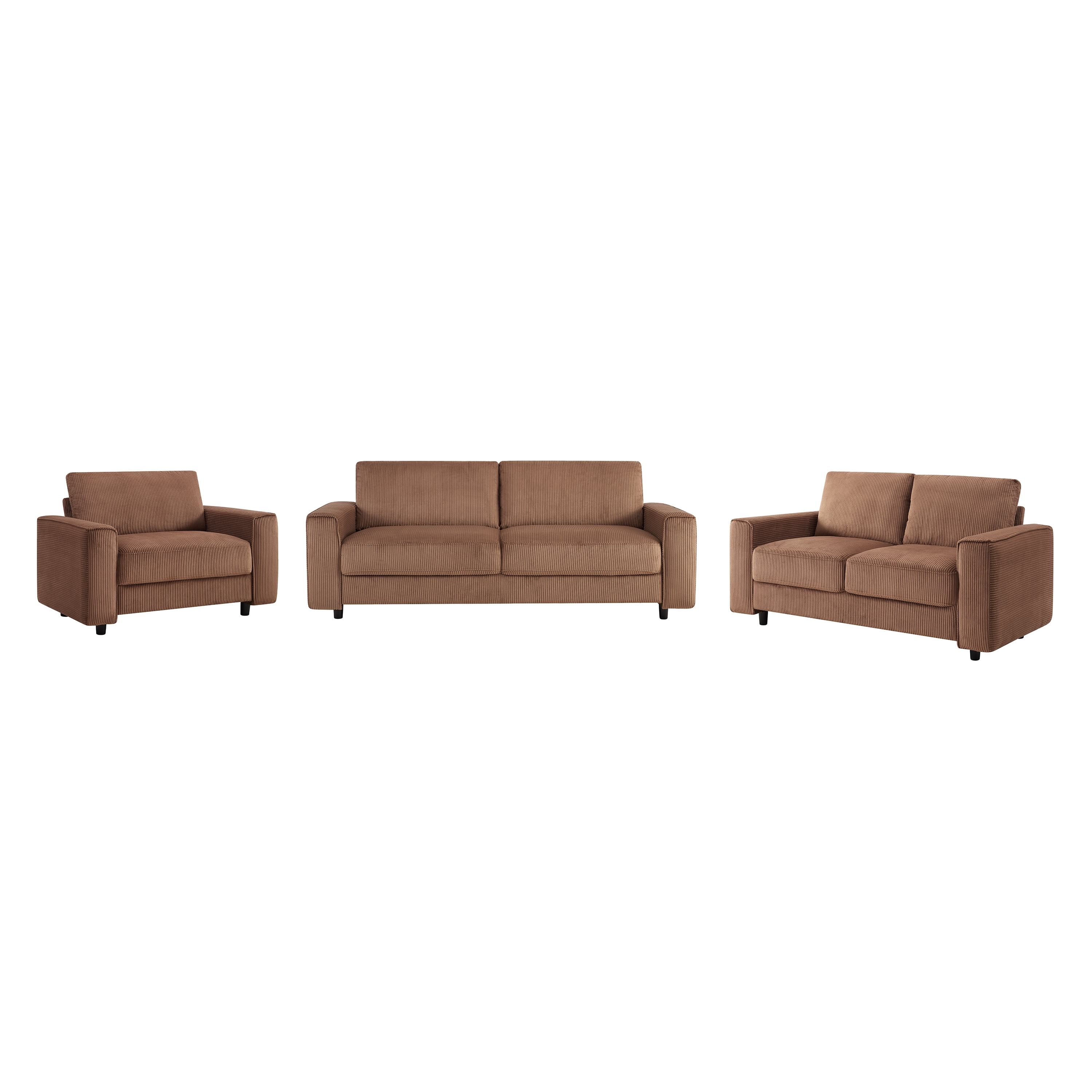 Modern Contemporary Upholstered 3-Piece Corduroy Plush Tufted Sofa