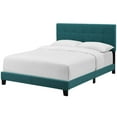 thumbnail image 1 of Modern Contemporary Urban Design Bedroom Full Size Bed Frame, Fabric, Aqua Blue, Box Spring Required, 1 of 5