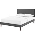 thumbnail image 1 of Modern Contemporary Urban Design Bedroom Full Size Platform Bed Frame, Fabric, Grey Gray, 1 of 5