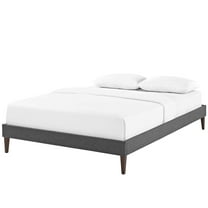 Modern Contemporary Urban Design Bedroom Full Size Platform Bed Frame, Fabric, Grey Gray