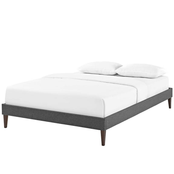 Modern Contemporary Urban Design Bedroom Full Size Platform Bed Frame, Fabric, Grey Gray