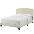 thumbnail image 1 of Modern Contemporary Urban Design Bedroom King Size Platform Bed Frame, Fabric, Beige, Box Spring Required, 1 of 5