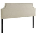 thumbnail image 1 of Modern Contemporary Urban Design Bedroom Queen Size Headboard, Fabric Nail Rivet, Beige, 1 of 4