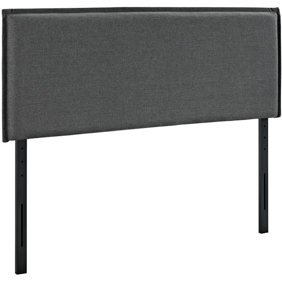 Modern Contemporary Urban Design Bedroom Queen Size Headboard, Grey Gray, Fabric Wood