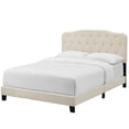 thumbnail image 1 of Modern Contemporary Urban Design Bedroom Queen Size Platform Bed Frame, Fabric, Beige, 1 of 5