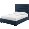 thumbnail image 1 of Modern Contemporary Urban Design Bedroom Queen Size Platform Bed Frame, Fabric, Blue, 1 of 5