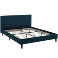 thumbnail image 1 of Modern Contemporary Urban Design Bedroom Queen Size Platform Bed Frame, Navy Blue, Fabric Wood, 1 of 5