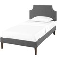 thumbnail image 1 of Modern Contemporary Urban Design Bedroom Twin Size Platform Bed Frame, Fabric Copper Nail Rivet, Grey Gray, 1 of 5