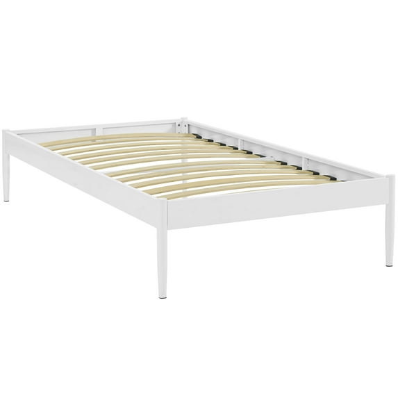 Modern Contemporary Urban Design Bedroom Twin Size Platform Bed Frame, White, Metal Steel