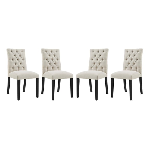 Modern Contemporary Urban Design Dining Kitchen Room Side Chair, Set of Four, Fabric, Beige