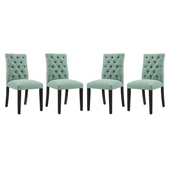 Modern Contemporary Urban Design Dining Kitchen Room Side Chair, Set of Four, Fabric, Blue