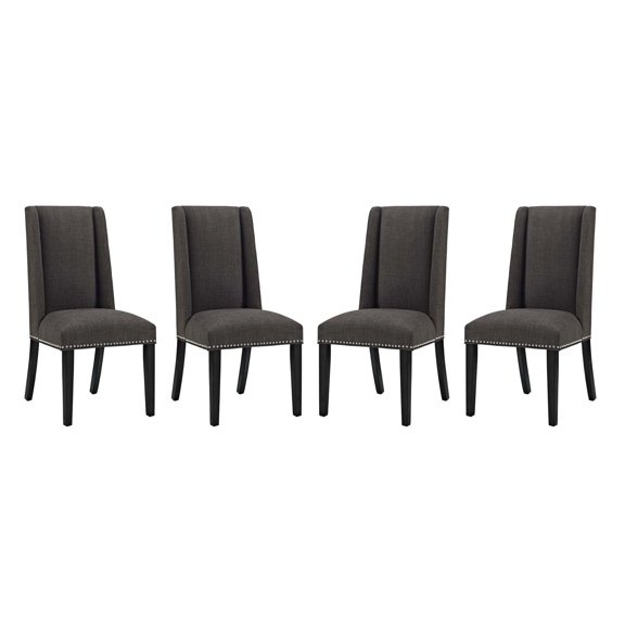 Modern Contemporary Urban Design Dining Kitchen Room Side Chair, Set of Four, Fabric, Brown