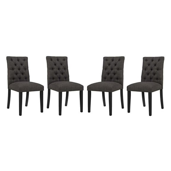 Modern Contemporary Urban Design Dining Kitchen Room Side Chair, Set of Four, Fabric, Brown