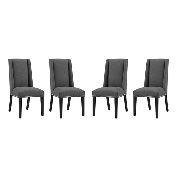 Modern Contemporary Urban Design Dining Kitchen Room Side Chair, Set of Four, Fabric, Grey Gray