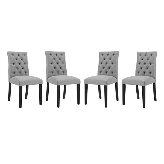Modern Contemporary Urban Design Dining Kitchen Room Side Chair, Set of Four, Fabric, Light Grey Gray