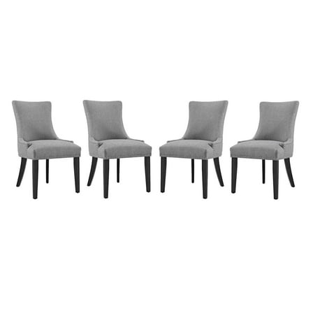 Modern Contemporary Urban Design Dining Kitchen Room Side Chair, Set of Four, Fabric, Light Grey Gray