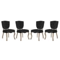 thumbnail image 1 of Modern Contemporary Urban Design Dining Kitchen Room Side Chair, Set of Four, Velvet Fabric Wood, Black, 1 of 5