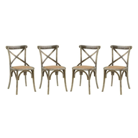 Modern Contemporary Urban Design Dining Kitchen Room Side Chair, Set of Four, Wood, Grey Gray