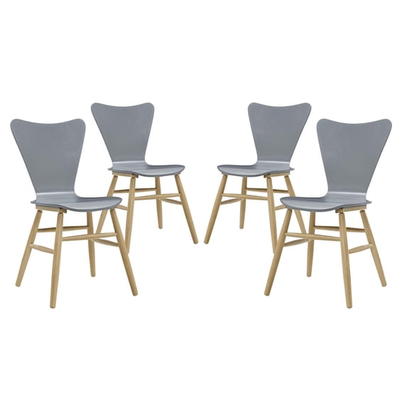 Modern Contemporary Urban Design Dining Kitchen Room Side Chair, Set of Four, Wood, Grey Gray
