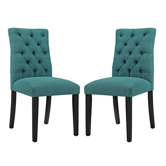 Modern Contemporary Urban Design Dining Kitchen Room Side Chair, Set of Two, Fabric, Aqua Blue