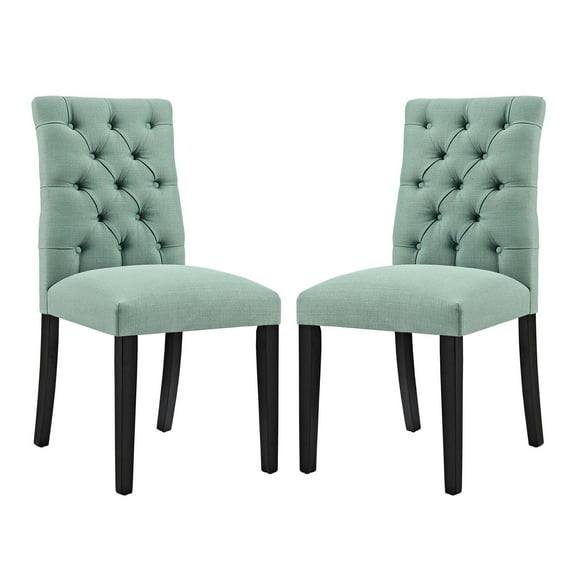 Modern Contemporary Urban Design Dining Kitchen Room Side Chair, Set of Two, Fabric, Blue