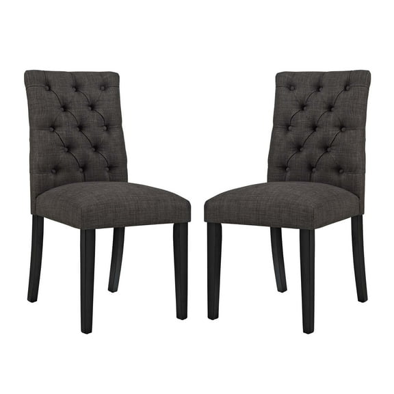 Modern Contemporary Urban Design Dining Kitchen Room Side Chair, Set of Two, Fabric, Brown