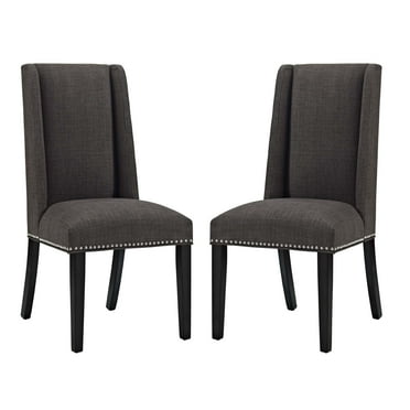 Modern Contemporary Urban Design Dining Kitchen Room Side Chair, Set of Two, Fabric, Brown