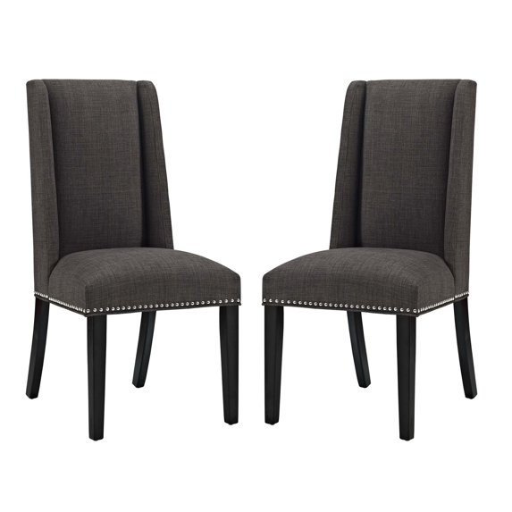 Modern Contemporary Urban Design Dining Kitchen Room Side Chair, Set of Two, Fabric, Brown
