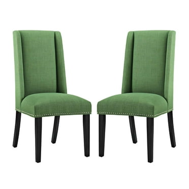 Modern Contemporary Urban Design Dining Kitchen Room Side Chair, Set of Two, Fabric, Green