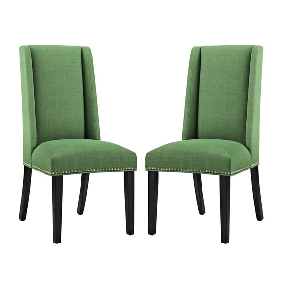 Modern Contemporary Urban Design Dining Kitchen Room Side Chair, Set of Two, Fabric, Green