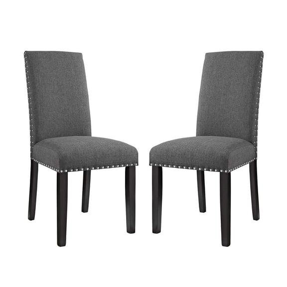 Modern Contemporary Urban Design Dining Kitchen Room Side Chair, Set of Two, Fabric, Grey Gray