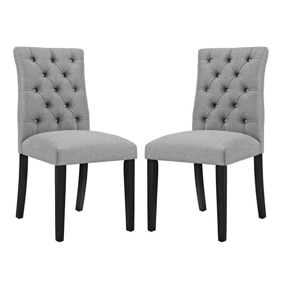 Modern Contemporary Urban Design Dining Kitchen Room Side Chair, Set of Two, Fabric, Light Grey Gray