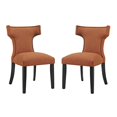 thumbnail image 1 of Modern Contemporary Urban Design Dining Kitchen Room Side Chair, Set of Two, Fabric, Orange, 1 of 5