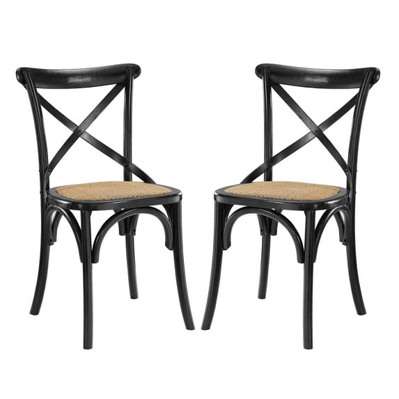Modern Contemporary Urban Design Dining Kitchen Room Side Chair, Set of Two, Wood, Black