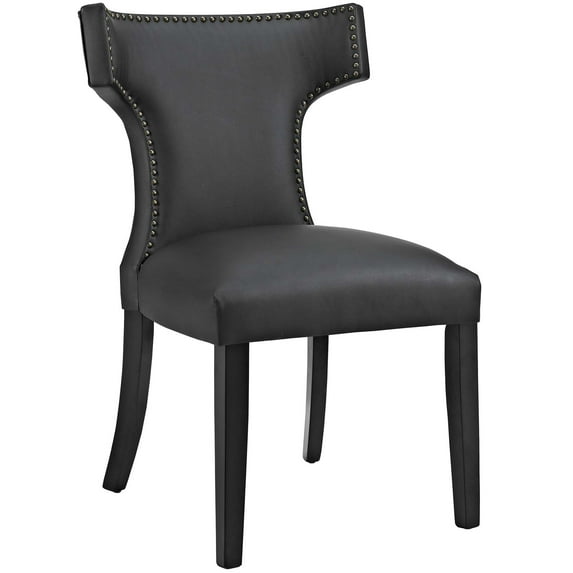 Modern Contemporary Urban Design Kitchen Room Dining Chair, Black, Faux Leather Wood