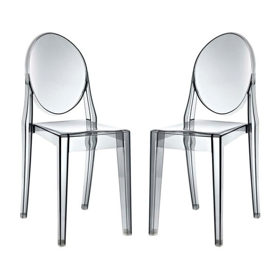 Modern Contemporary Urban Design Kitchen Room Dining Chairs ( Set of Two), Grey Gray, Plastic