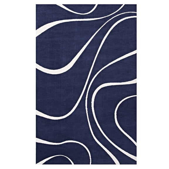 Modern Contemporary Urban Design Living Lounge Room Area Rug Runner Floor Carpet, Fabric, Multi Navy Blue
