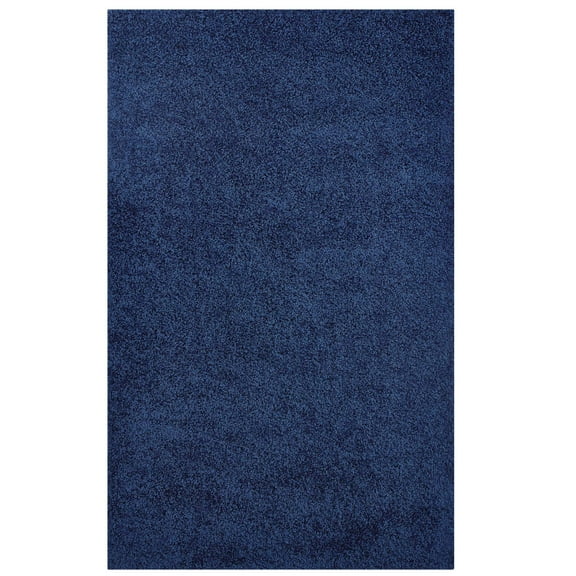 Modern Contemporary Urban Design Living Lounge Room Area Rug Runner Floor Carpet, Fabric, Navy Blue