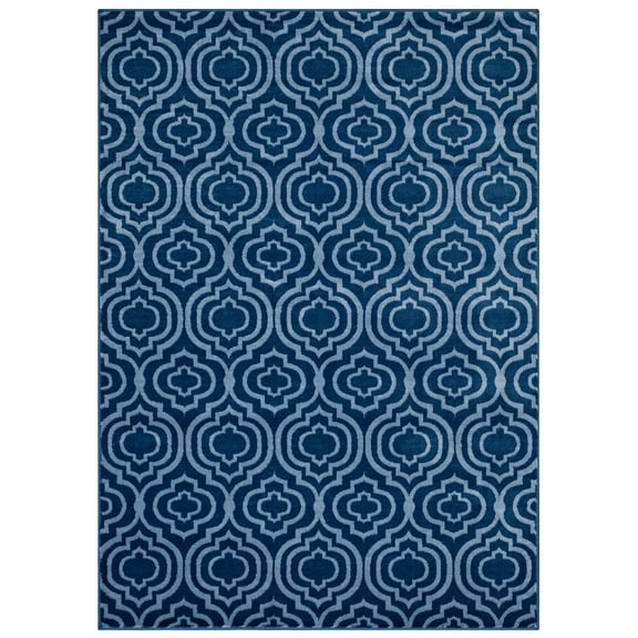 Modern Contemporary Urban Design Living Lounge Room Area Rug Runner Floor Carpet, Moroccan Style, Fabric, Multi Navy Blue