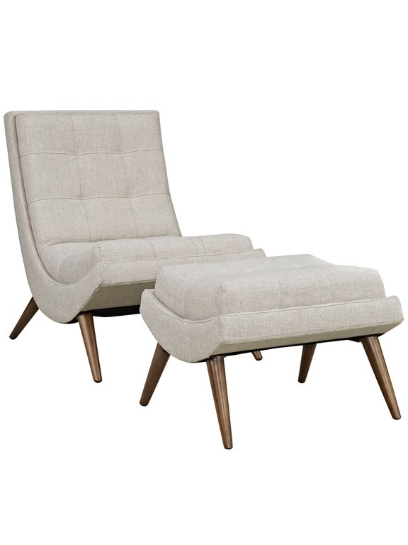 ern Contemporary Urban Design Living Lounge Room Lounge Chair Set, Beige, Fabric