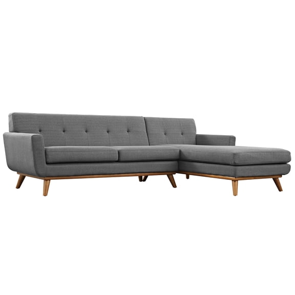 Modern Contemporary Urban Design Living Lounge Room Right-Facing Sectional Sofa, Grey Gray, Fabric