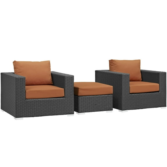 Modern Contemporary Urban Design Living Lounge Room Sectional Sofa Set, Orange, Rattan