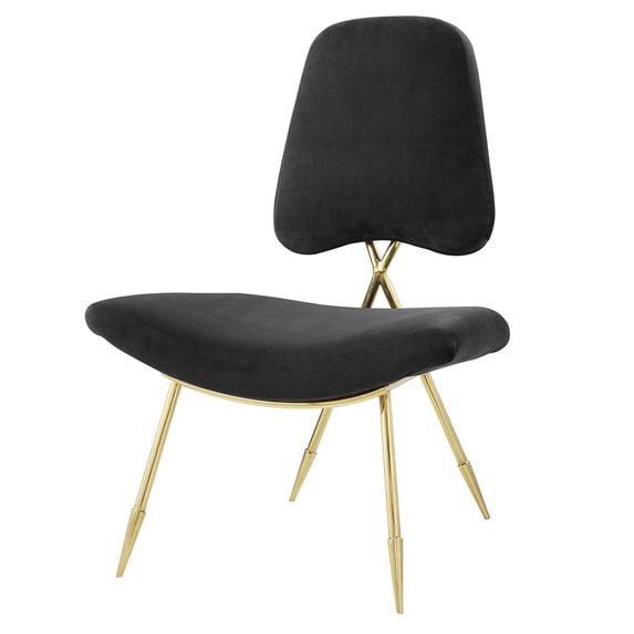 Modern Contemporary Urban Design Living Room Lounge Club Lobby Accent Chair, Velvet Fabric Metal Steel, Black