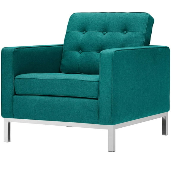 Modern Contemporary Urban Design Living Room Lounge Club Lobby Armchair Accent Chair, Fabric, Aqua Blue