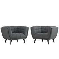 Modern Contemporary Urban Design Living Room Lounge Club Lobby Armchair Accent Chair, Set of Two, Fabric, Grey Gray