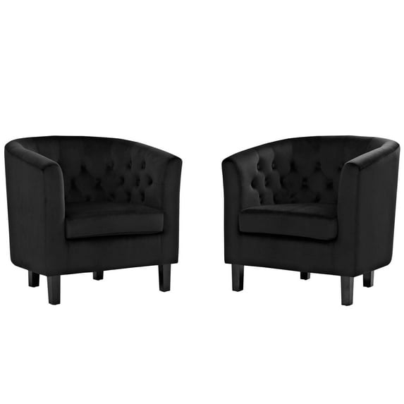 Modern Contemporary Urban Design Living Room Lounge Club Lobby Armchair Accent Chair, Set of Two, Velvet Fabric, Black
