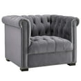 thumbnail image 1 of Modern Contemporary Urban Design Living Room Lounge Club Lobby Armchair Accent Chair, Velvet Fabric, Grey Gray, 1 of 5