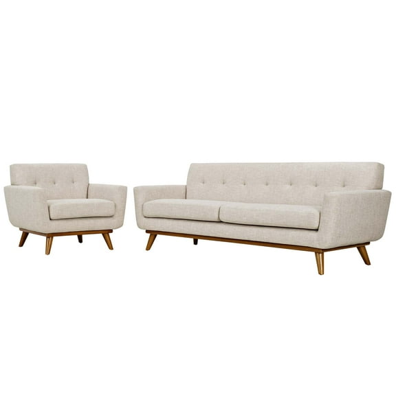 Modern Contemporary Urban Design Living Room Lounge Club Lobby Armchair and Sofa Set, Fabric, Beige